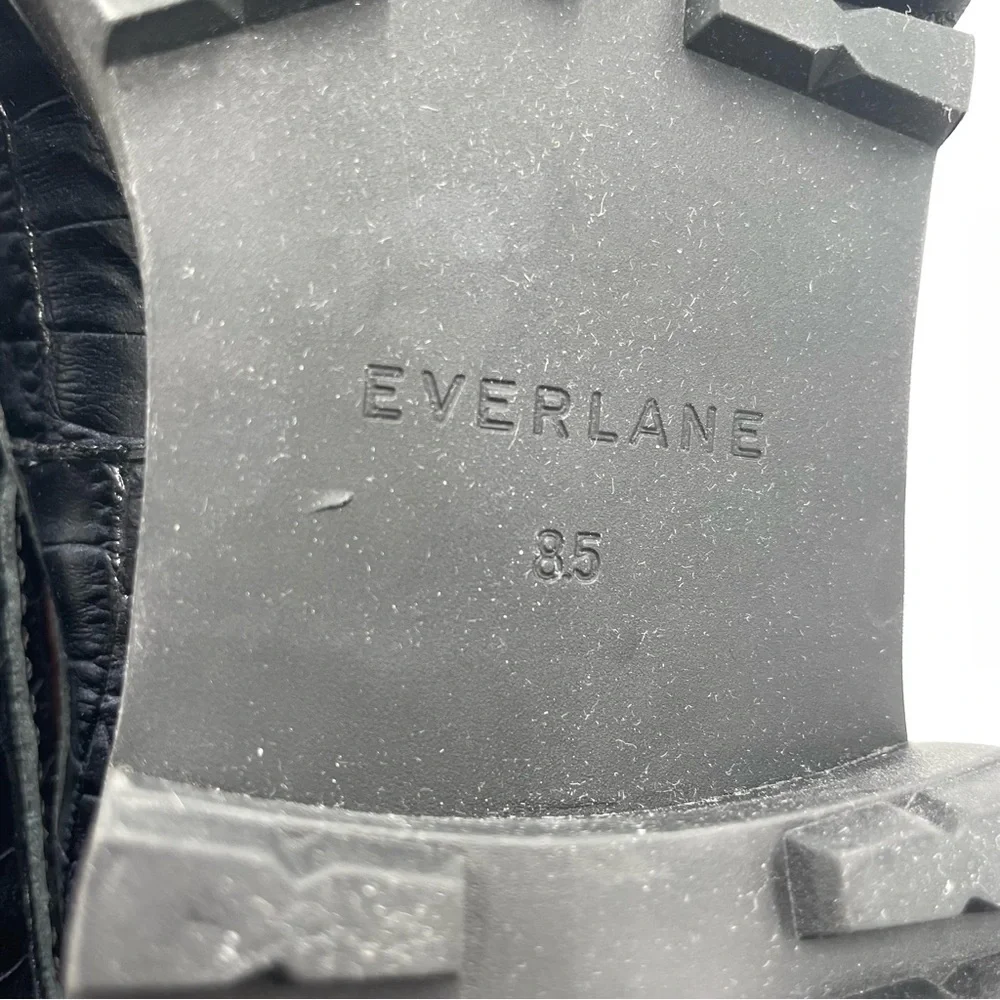 NEW Everlane Black Crocodile Leather Chunky Lug Sole‎ Loafer in Size 8.5
